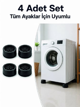 Epilons Kaymaz Tabanlı 4 Adet Beyaz Eşya Makine Yükseltici - Siyah