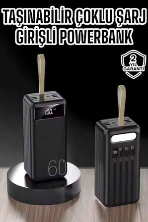 Powerbank 60.000 Mah 4 Portlu Uzun Şarj Süreli Dijital Göstergeli