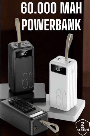 Powerbank 60.000 Mah Dijital Göstergeli 4 Portlu Taşınabilir