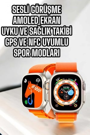 Epilons Akıllı Saat Siyah NFC GPS Sesli Görüşme Uyku ve Sağlık Takibi AMOLED Ekran