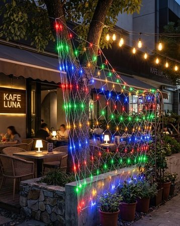 Ağ Şeklinde Led File Işık Dekoratif Ortam Aydınlatma Bahçe Balkon Süsü