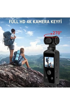 Epilons Aksiyon Kamera 4K Ultra HD Siyah Wifi Su Geçirmez 270 Derece Döner Lens