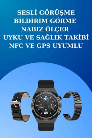Epilons Akıllı Saat Siyah Daire Ekran Bluetooth 5.0 Sesli Görüşme