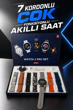 Epilons Akıllı Saat Siyah 7 Kordonlu Wireless Şarj Dokunmatik Ekran Arama Cevaplama