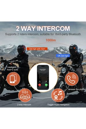 Epilons Y80-2x Motorsiklet İntercom 2 Kişilik Bluetooth RGB Işıklı Kulaklık Seti 1000m
