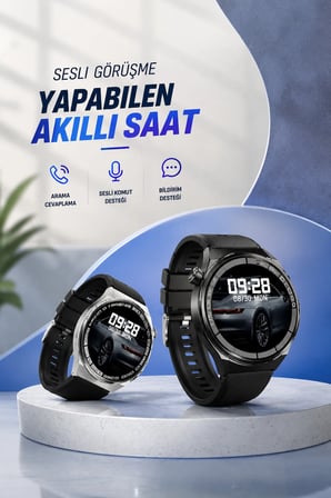 Epilons Akıllı Saat Siyah AMOLED Ekran GPS NFC Sesli Görüşme Sağlık Takibi Spor Modları