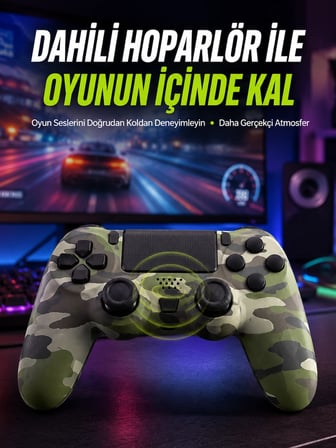 Epilons Oyun Kolu Siyah Uzun Pil Ömürlü USB Hızlı Şarj Dahili Hoparlör Titreşim Motorlu Retro