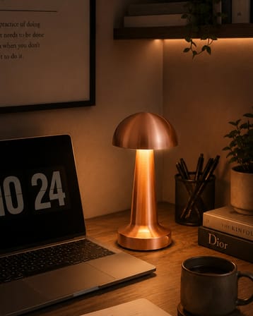 Epilons Mantar Masa Lambası Rose Gold Led Dokunmatik USB-C