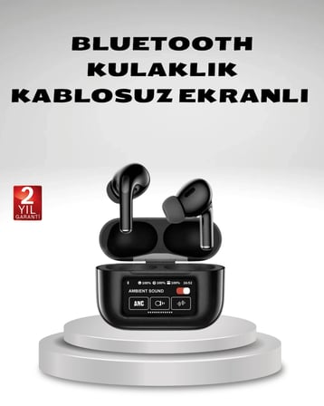 Aktif Gürültü Engelleme (anc) Kablosuz Bluetooth Kulaklık – Dijital Ekranlı, Dokunmatik Ve Uzun Pil Ömürlü