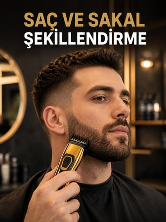 Epilons Tıraş Makinesi Saç Sakal Şekillendirme Kablosuz Gold