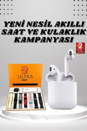 Epilons Akıllı Saat Siyah 7 Kordonlu Kulaklık Seti