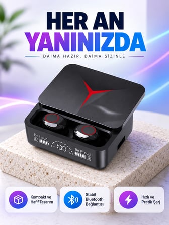 Epilons M90 Pro TWS Bluetooth Kulaklık Siyah IPX6 Suya Dayanıklı
