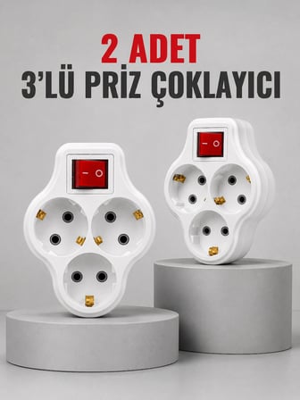 Epilons Anahtarlı Priz Çoklayıcı 3'lü Beyaz