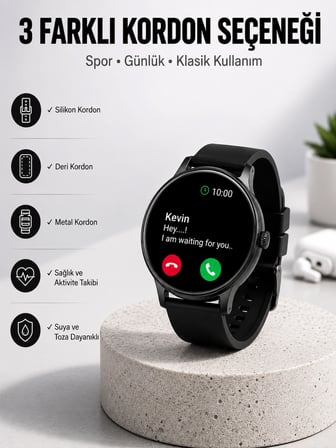 Epilons Akıllı Saat Siyah Bluetooth Bağlantılı