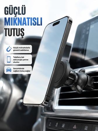 Epilons Araç İçi Telefon Tutucu Manyetik Havalandırma Klipsli Telefon Standı Siyah Muadil