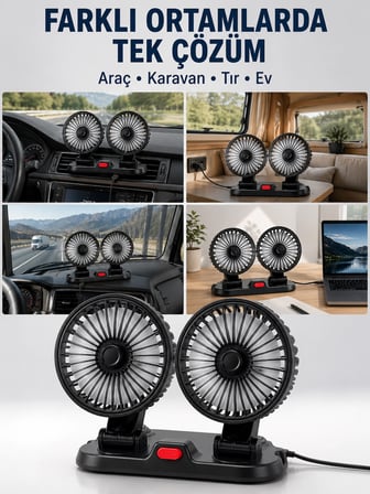 Epilons Çift Fanlı Araç Vantilatörü Siyah