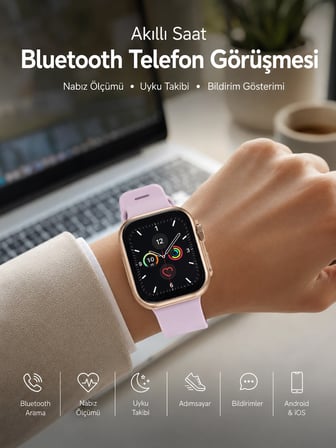 Epilons Akıllı Saat Mor Rose Gold Bluetooth Sağlık Takibi
