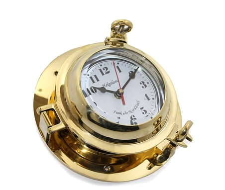 Epilons Pirinç Porthole Tasarımlı Dekoratif Duvar Saati Gold Analog
