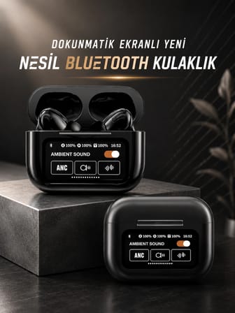 Bluetooth Kulaklık Kablosuz Ekranlı Anc/enc Destekli Dokunmatik