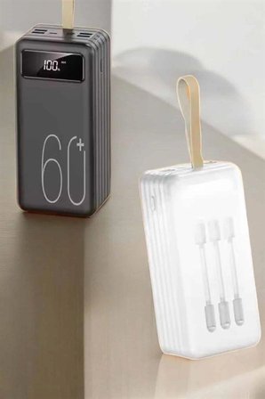 Powerbank 60.000 Mah Hızlı Şarj 4 Çıkışlı Uzun Şarj Süreli Dijital Göstergeli