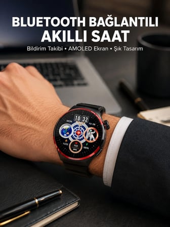 Epilons Akıllı Saat Siyah Amoled Ekran Bluetooth NFC Destekli