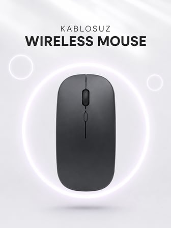 Epilons Fare Siyah Bluetooth Kablosuz Laser Sağ Sol El Kullanımı İçin Düz Tasarım