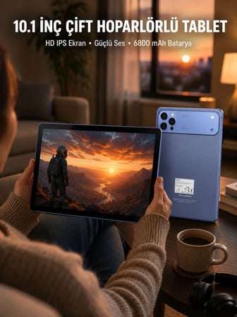 Epilons Tablet Android Mavi 10.1 İnç IPS Çift Hoparlörlü 6800 mAh GPS Destekli