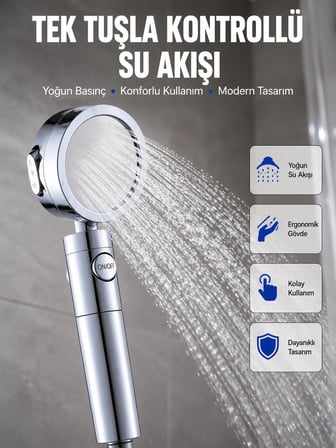 Masaj Ve Yağmur Modlu Su Tasarruflu Duş Başlığı