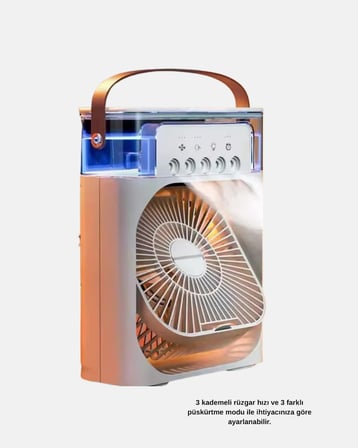 Taşınabilir Mini Klima Fan 3’ü 1 Arada Soğutucu, Nemlendirici Ve Gece Lambası