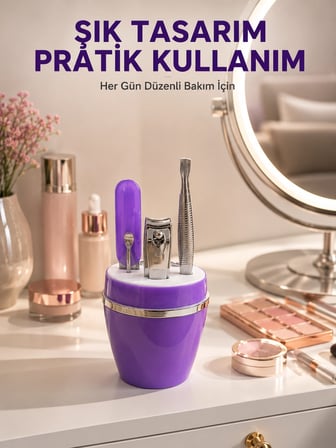 Epilons Manikür Pedikür Seti Mor Taşınabilir Kişisel Bakım Kiti