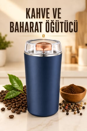 Epilons Kahve Öğütücü Mavi Paslanmaz Çelik Elektrikli