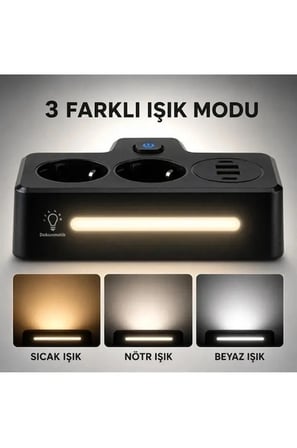 Epilons Akıllı Priz Siyah 2 USB Type-C Dokunmatik 2'li Priz