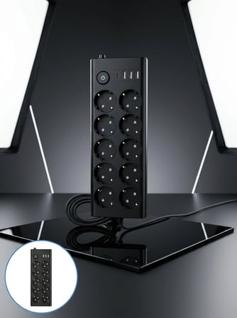 Epilons Siyah 10'lu Çoklu Priz USB ve Type-C Girişli