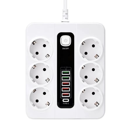 Epilons Uzatma Priz 6'lı 2 Metre Beyaz Akım Korumalı USB Type-C