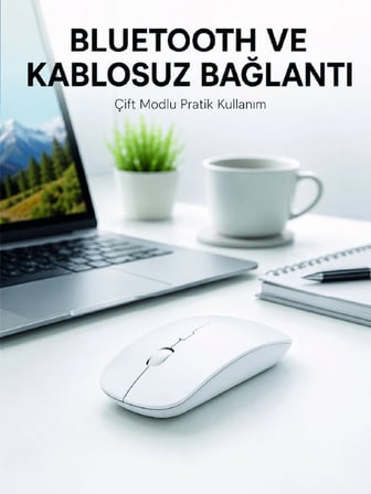Epilons Kablosuz Bluetooth Fare Beyaz 5000 DPI Ergonomik