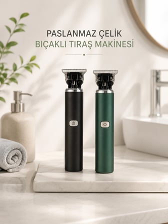 Epilons Tıraş Makinesi Profesyonel Paslanmaz Çelik T-Bıçak Saç Sakal Ense Vücut IPX5 USB
