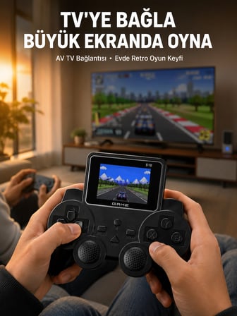 Epilons S10 Retro Oyun Konsolu Siyah Klasik Oyunlu Şarj Edilebilir El Konsolu