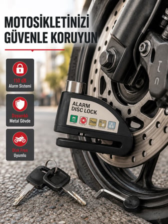Epilons 110 dB Alarmlı Motorsiklet Disk Kilidi Su Geçirmez Dayanıklı Metal Gövde