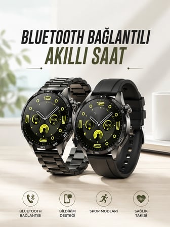Epilons Akıllı Saat Siyah NFC GPS Sesli Görüşme Bildirim Görme Uyku ve Sağlık Takibi