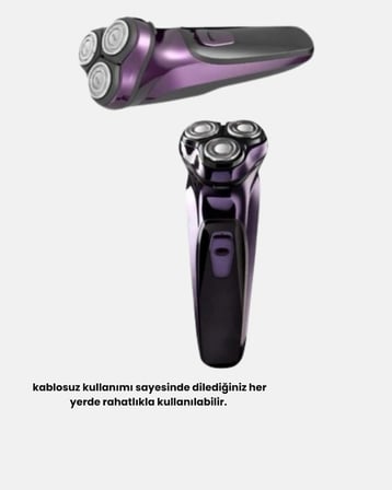 Epilons Şarjlı Saç Sakal Tıraş Makinesi Kablosuz Mor Kompakt Tasarımlı