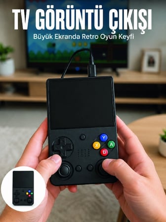 Epilons Retro Oyun Konsolu Siyah Çift Analog Joystick 64 GB Taşınabilir El Konsolu TV Çıkışlı