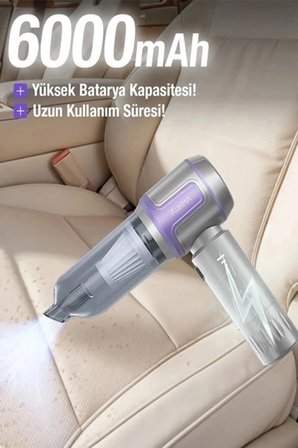 Kablosuz Taşınabilir Araç İçi El Süpürgesi 17000pa Güçlü Vakum 4’ü 1 Arada Çok Amaçlı Temizlik