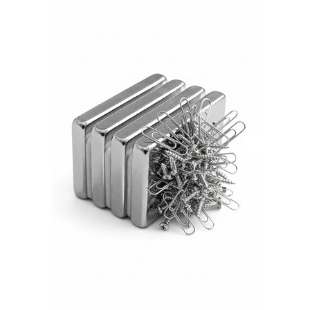 1 Adet 40x20x5mm Neodyum Magnet Güçlü N35 Mıknatıs Köşeli Nikel Kaplama