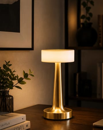 Epilons Kablosuz Mantar Masa Lambası Gold Type-C Şarjlı