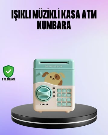 Su Yeşili Elektronik Şifreli Atm Tasarımlı Para Biriktirme Kumbarası