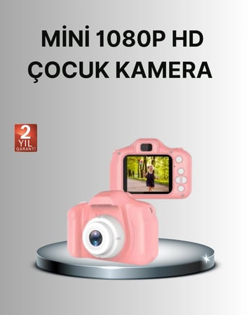 Epilons Çocuk Video Kamera Pembe 8 Megapiksel Hd Ekranlı Darbeye Dayanıklı Şarjlı