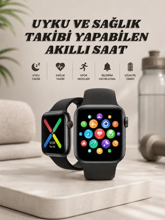 Epilons Akıllı Saat Siyah Bluetooth GPS Uyumlu Müzik Dinleme Sesli Cevaplama Wireless Şarj