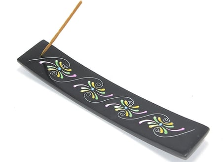 Epilons Obsidian Taşı Kayık Tütsülük Siyah Renkli Desenli
