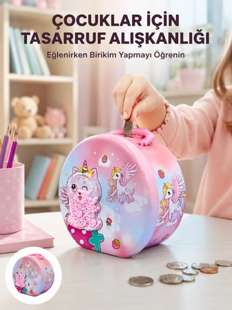 Epilons Eğitici Oyuncak Kilitli Para Kasası Mini Çocuk Birikim Kutusu ABS Malzeme