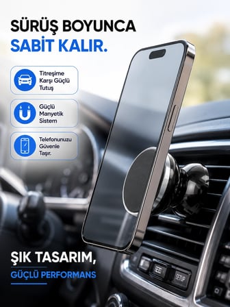 Epilons Mıknatıslı Araç İçi Telefon Tutucu Siyah Muadil